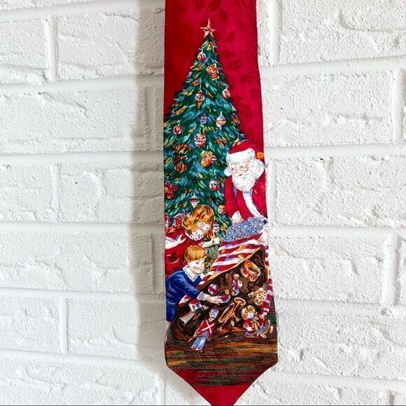 🚨4/$25 VINTAGE Christmas Silk Tie - Picture 1 of 8